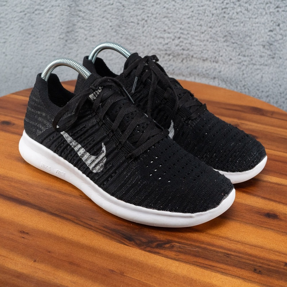 Nike Free RN Flyknit Shoes Womens Size 8.5 Black Running Comfort Walking Sneaker
